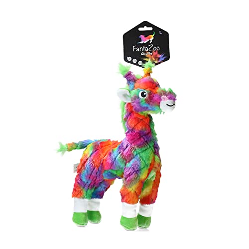 FantaZoo Giraffe - Buntes und recyceltes Hundekuscheltier - sehr robust, weich und langlebig - geeignet für mittelgroße Hunde - L - 32 x 19 cm von FantaZoo