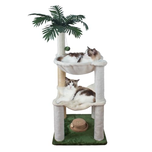 Fantasreen Katze Kratzbaum 100cm Kleiner Katzenturm mit Zwei Hängematten, Doppelte Hängematte mit Katzenspielzeug aus Holz interaktiv, Katzentoilette für Kätzchen und Erwachsene Katzen Fantasreen Katze Kratzbaum 100cm Kleiner Katzenturm mit Zwei Hängematten, Doppelte Hängematte mit Katzenspielzeug aus Holz interaktiv, Katzentoilette für Kätzchen und Erwachsene Katzen von Fantasreen