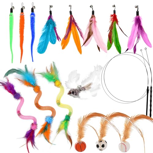 Fantspati Katze Spielzeug 17 Stück, Katzenspielzeug mit Katzenminze Katzenspielzeug spirale mit Katzenminze Balls, Federn, Glöckchen für Katzen mit 2 STK Versenkbare Katzenangel Ersat Fantspati Katze Spielzeug 17 Stück, Katzenspielzeug mit Katzenminze Katzenspielzeug spirale mit Katzenminze Balls, Federn, Glöckchen für Katzen mit 2 STK Versenkbare Katzenangel Ersat von Fantspati