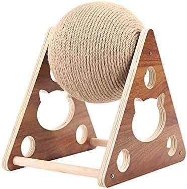 Katzenkratzball, Natursisalseil Katzenkratzball mit verbesserter stabiler Holzbasis für Welpen, Kaninchen, Hund und Kitte, interaktives Massivholz-Kratzer, Haustierspielzeug (L) von Fanxinzttc