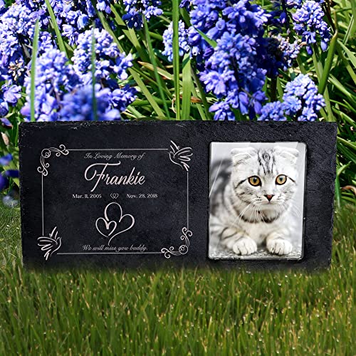 Farfume Personalisierter Gedenkstein für Haustiere für Hunde/Katzen Bilder,Echte Natursteine, Größe 3/Haustier-Grabsteine/Haustier-Grabsteine, Hunde-Grabmarker(5-Zentroide) von Farfume