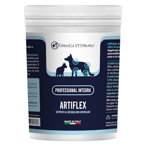 Artiflex Chondroprotektoren für Hunde, Pulver, 250 g, Nahrungsergänzungsmittel für Hunde und Gelenke mit Chondroitin, Glucosamin, MSM, Vitamin C, hergestellt in Italien Artiflex Chondroprotektoren für Hunde, Pulver, 250 g, Nahrungsergänzungsmittel für Hunde und Gelenke mit Chondroitin, Glucosamin, MSM, Vitamin C, hergestellt in Italien von Farmacia Veterinaria