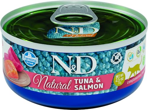 Farmina N&D AL Pastete Katzenfutter(Nassfutter, mit hochwertigen Vitaminen und natürliche Antioxidantien, ohne Mais, Zutaten: Thunfisch und Lachs, Portionsgröße: 70 g) von Farmina Natural & Delicious