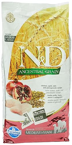 Farmina N&D ANCESTRAL Grain Pellets Hundefutter (Trockenfutter, mit Vitaminen und natürliche Antioxidantien, ohne Mais, Zutaten: Hähnchen, Dinkel, Hafer und Granatapfel, Portionsgröße: 12 kg) von Farmina Natural & Delicious