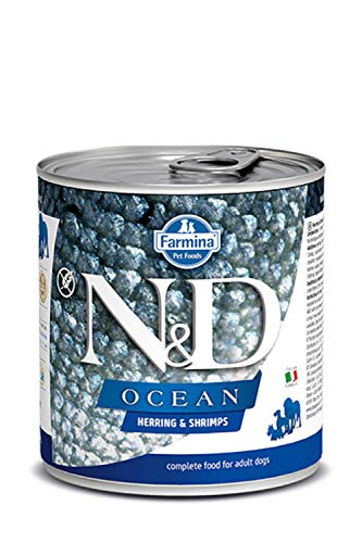 Farmina N&D Ocean Pastete Hundefutter (Nassfutter, mit hochwertigen Vitaminen und natürliche Antioxidantien, ohne Mais, Zutaten: Hering und Garnelen, Portionsgröße: 285 g) von Farmina Natural & Delicious