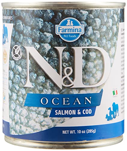 Farmina N&D Ocean Pastete Hundefutter (Nassfutter, mit hochwertigen Vitaminen und natürliche Antioxidantien, ohne Mais, Zutaten: LachsKabeljau, Portionsgröße: 285 g) von Farmina Natural & Delicious