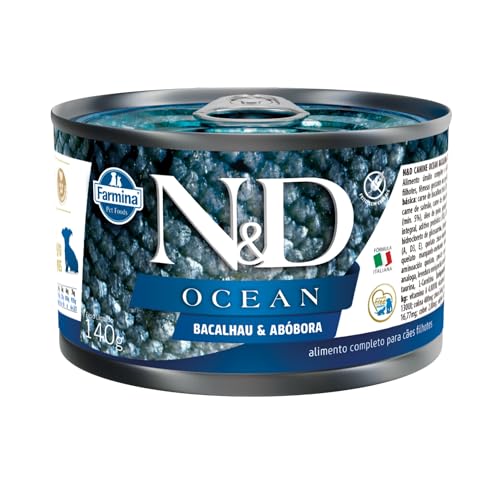 Farmina N&D Ocean Puppy Mini Pastete Hundefutter (Nassfutter, mit hochwertigen Vitaminen und natürliche Antioxidantien, ohne Mais, Zutaten: Kabeljau, Kürbis, Portionsgröße: 140 g) von Farmina Natural & Delicious