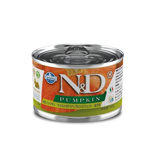 Farmina N&D Pumpkin Mini Pastete Hundefutter (Nassfutter, mit hochwertigen Vitaminen und natürliche Antioxidantien, ohne Mais, Zutaten: Wildschwein und Apfel, Portionsgröße: 140 g) von Farmina Natural & Delicious