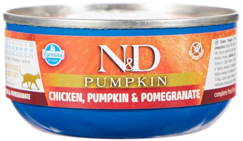 Farmina N&D Pumpkin Pastete Katzenfutter(Nassfutter, mit hochwertigen Vitaminen und natürliche Antioxidantien, ohne Mais, Zutaten: Huhn und Granatapfel, Portionsgröße: 70 g) von Farmina Natural & Delicious