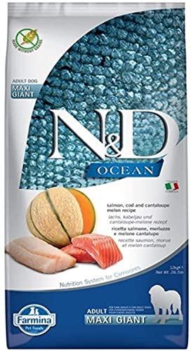 N&D Ocean Dog Salmon, COD and Cantaloupe Melon Adult Giant Maxi 12 KG von Farmina Natural & Delicious