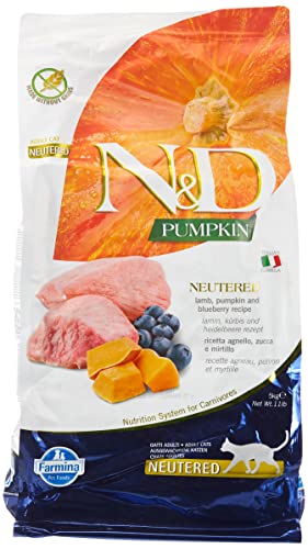 Farmina N&D Pumpkin Adult Pellets Katzenfutter(Trockenfutter, mit hochwertigen Vitaminen und natürliche Antioxidantien, ohne Mais, Zutaten: Lamm und Heidelbeere, Portionsgröße: 5 kg) von Farmina Natural & Delicious