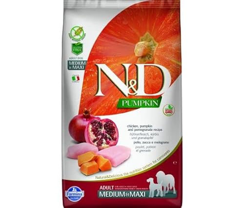 Farmina N&D Pumpkin Adult Medium Pellets Hundefutter (Trockenfutter, mit hochwertigen Vitaminen und natürliche Antioxidantien, ohne Mais, Zutaten: Wachtel, Portionsgröße: 12 kg) von Farmina Natural & Delicious
