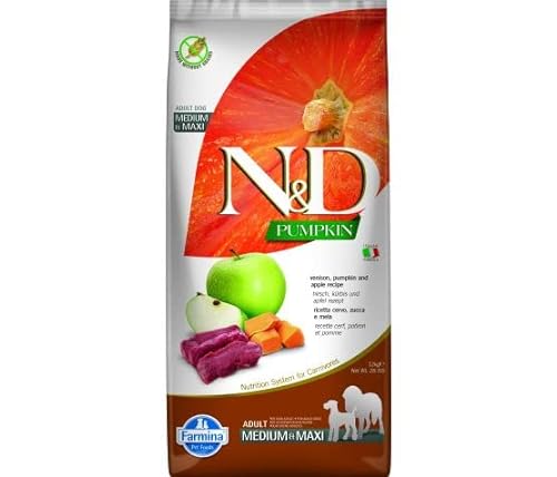 N&D Pumpkin Dog Venison E Mela Adult Medium & Maxi 12kg von Farmina Natural & Delicious