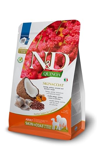 Farmina, N&D Quinoa Skin & Coat, Hering, Kokosnuss & Kurkuma, Hund Adult Medium/Maxi, 7 kg Farmina, N&D Quinoa Skin & Coat, Hering, Kokosnuss & Kurkuma, Hund Adult Medium/Maxi, 7 kg von Farmina