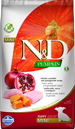 Farmina N&D Pumpkin Puppy Mini Pellets Hundefutter (Trockenfutter, mit hochwertigen Vitaminen und natürliche Antioxidantien, ohne Mais, Zutaten: Huhn und Granatapfel, Portionsgröße: 2,5 kg) von Farmina