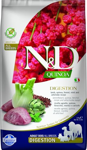 N&D QUINOA DOG DIGESTION LAMM, FINEN, MINZ UND CARCIOFO ADULT med/max kg.2,5 von Farmina Pet Foods