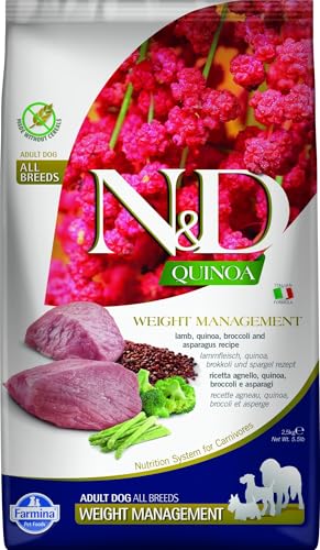 N&D QUINOA DOG WEIGHT MANAGEMENT Lamm, Brokoli und Spargel Erwachsene med/max. 2,5 kg von Farmina Pet Foods