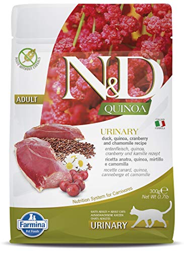 Farmina N&D Quinoa Adult Pellets Katzenfutter(Trockenfutter, mit hochwertigen Vitaminen und natürliche Antioxidantien, ohne Mais, Zutaten: Ente und Cranberry, Portionsgröße: 300 g) von Farmina