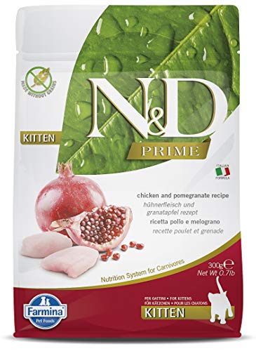 Farmina N&D Prime Kitten Pellets Katzenfutter(Trockenfutter, mit hochwertigen Vitaminen und natürliche Antioxidantien, ohne Mais, Zutaten: Huhn und Granatapfel, Portionsgröße: 300 g) von Farmina