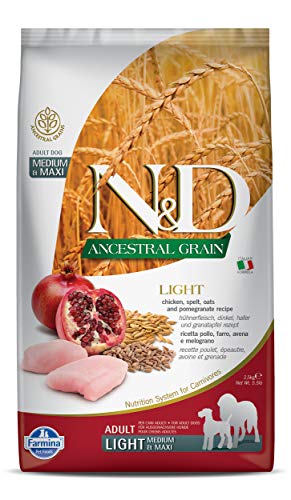 Farmina N&D ANCESTRAL Grain Pellets Hundefutter (Trockenfutter, mit Vitaminen und Antioxidantien, ohne Mais, Zutaten: Leichtes Hähnchen, Dinkel, Hafer und Granatapfel, Portionsgröße: 2,5 kg) von Farmina