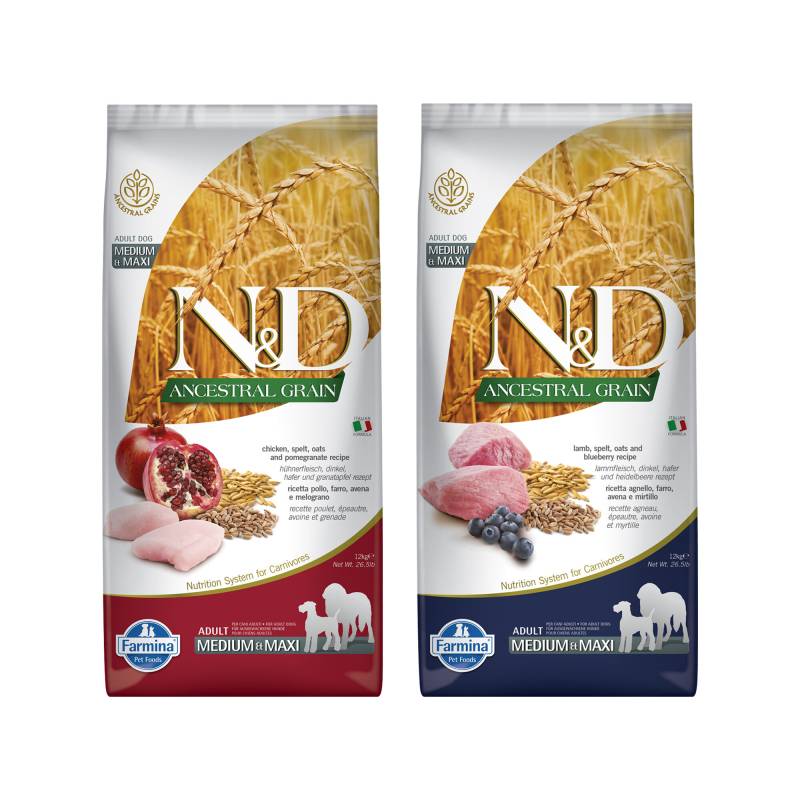 Farmina N&D Ancestral Grain Adult Dog Medium & Maxi - Lamm - 12 kg von Farmina