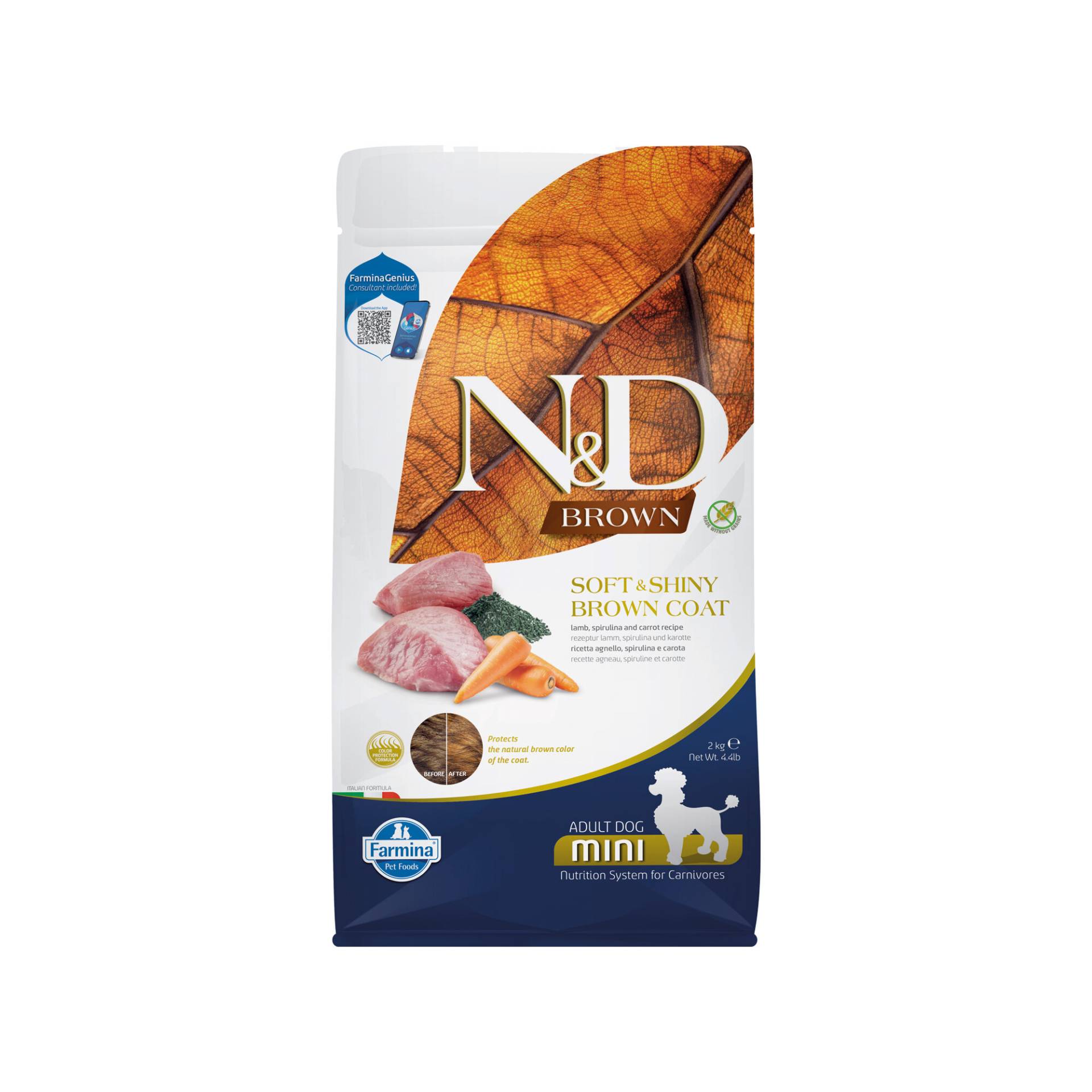 Farmina N&D Brown Adult Dog Mini - Lamm, Spirulina und Karotte - 2 kg von Farmina