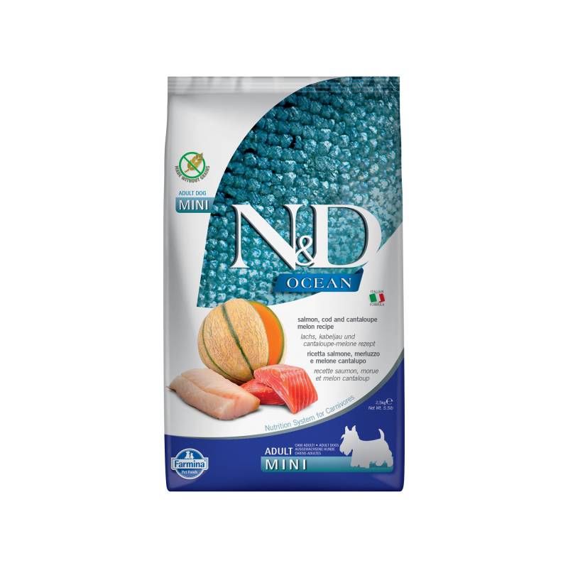Farmina N&D Ocean Adult Dog Mini - Lachs, Kabeljau und Melone - 2,5 kg von Farmina