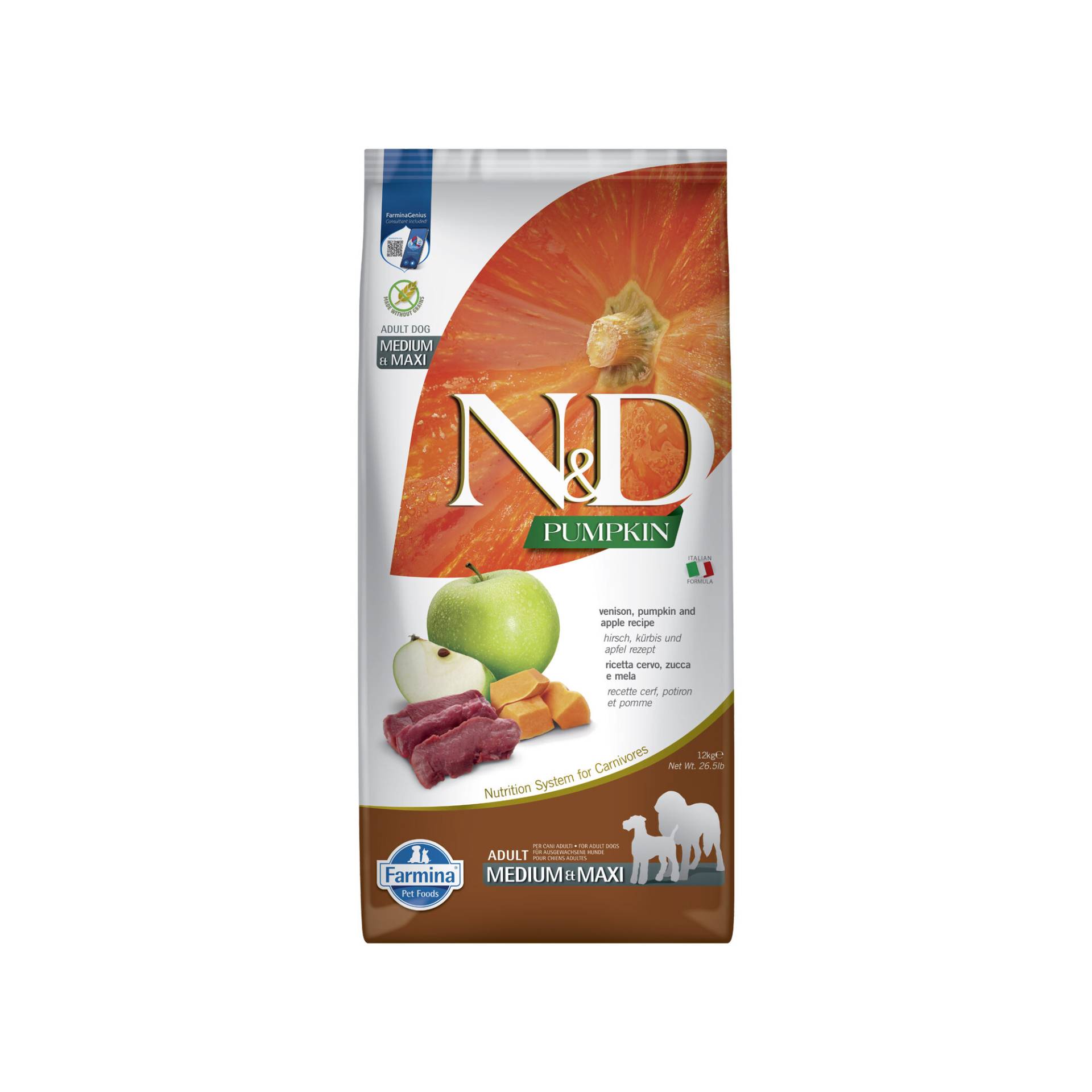 Farmina N&D Pumpkin Hirsch und Apfel Adult Dog Medium & Maxi - 12 kg Farmina N&D Pumpkin Hirsch und Apfel Adult Dog Medium & Maxi - 12 kg von Farmina