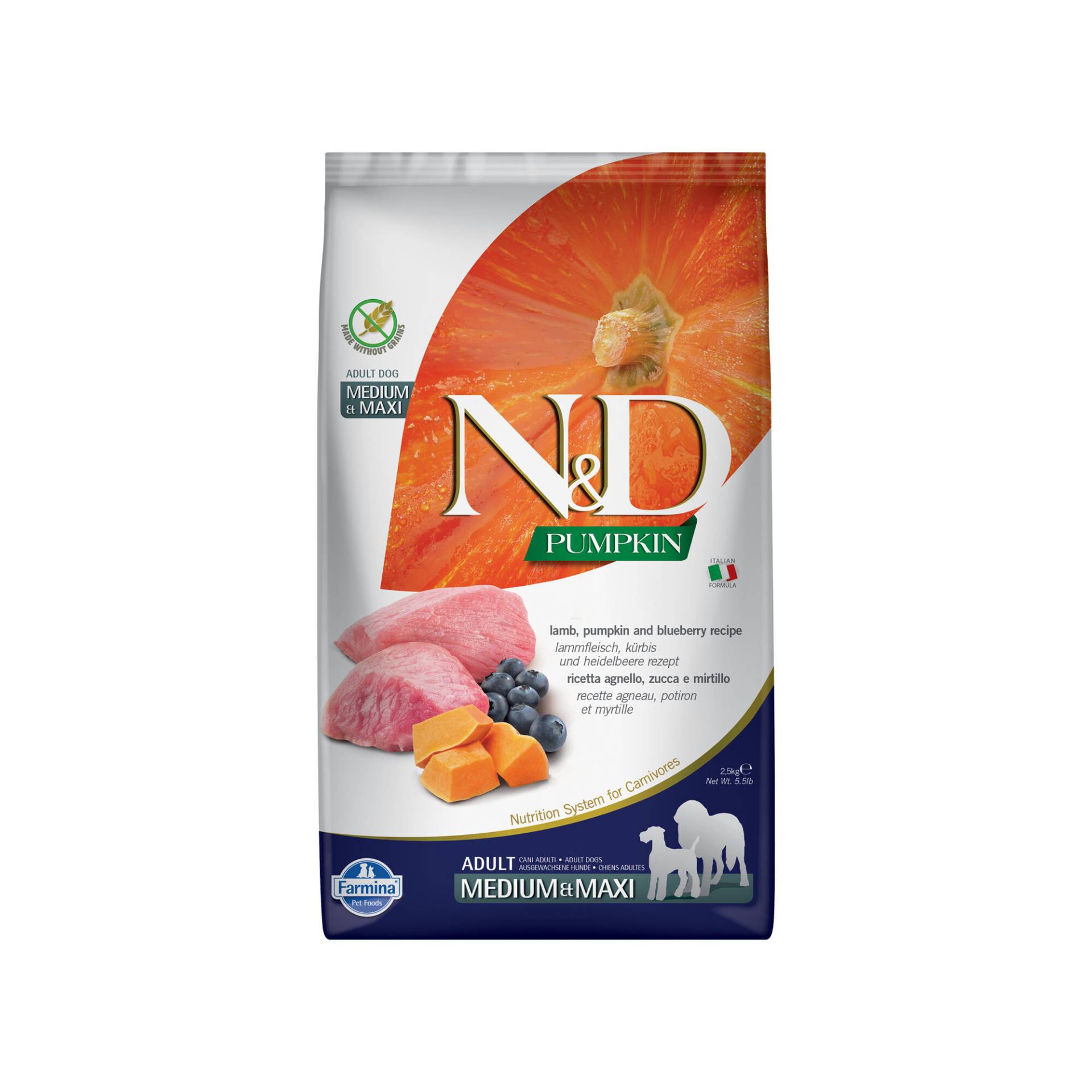 Farmina N&D Pumpkin Lamm und Blaubeere Adult Dog Medium & Maxi - 2,5 kg Farmina N&D Pumpkin Lamm und Blaubeere Adult Dog Medium & Maxi - 2,5 kg von Farmina