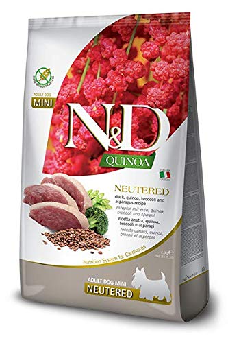 Farmina N&D Quinoa Adult Mini Pellets Hundefutter (Trockenfutter, mit hochwertigen Vitaminen und natürliche Antioxidantien, ohne Mais, Zutaten: Ente, Brokkoli und Spargel, Portionsgröße: 7 kg) von Farmina