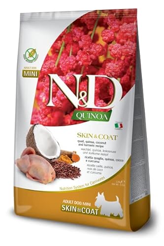 Farmina N&D Quinoa Adult Mini Pellets Hundefutter (Trockenfutter, mit hochwertigen Vitaminen und natürliche Antioxidantien, ohne Mais, Zutaten: Wachtel und Kokosnuss, Portionsgröße: 800 g) von Farmina