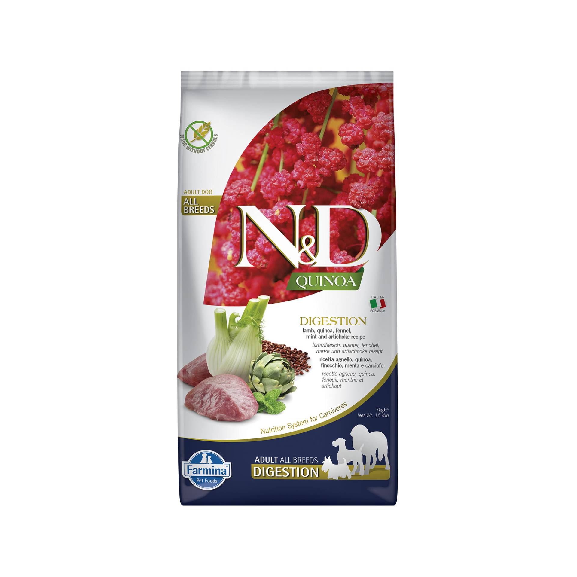 Farmina N&D Quinoa Digestion Adult Hundefutter – Lamm - 7 kg von Farmina