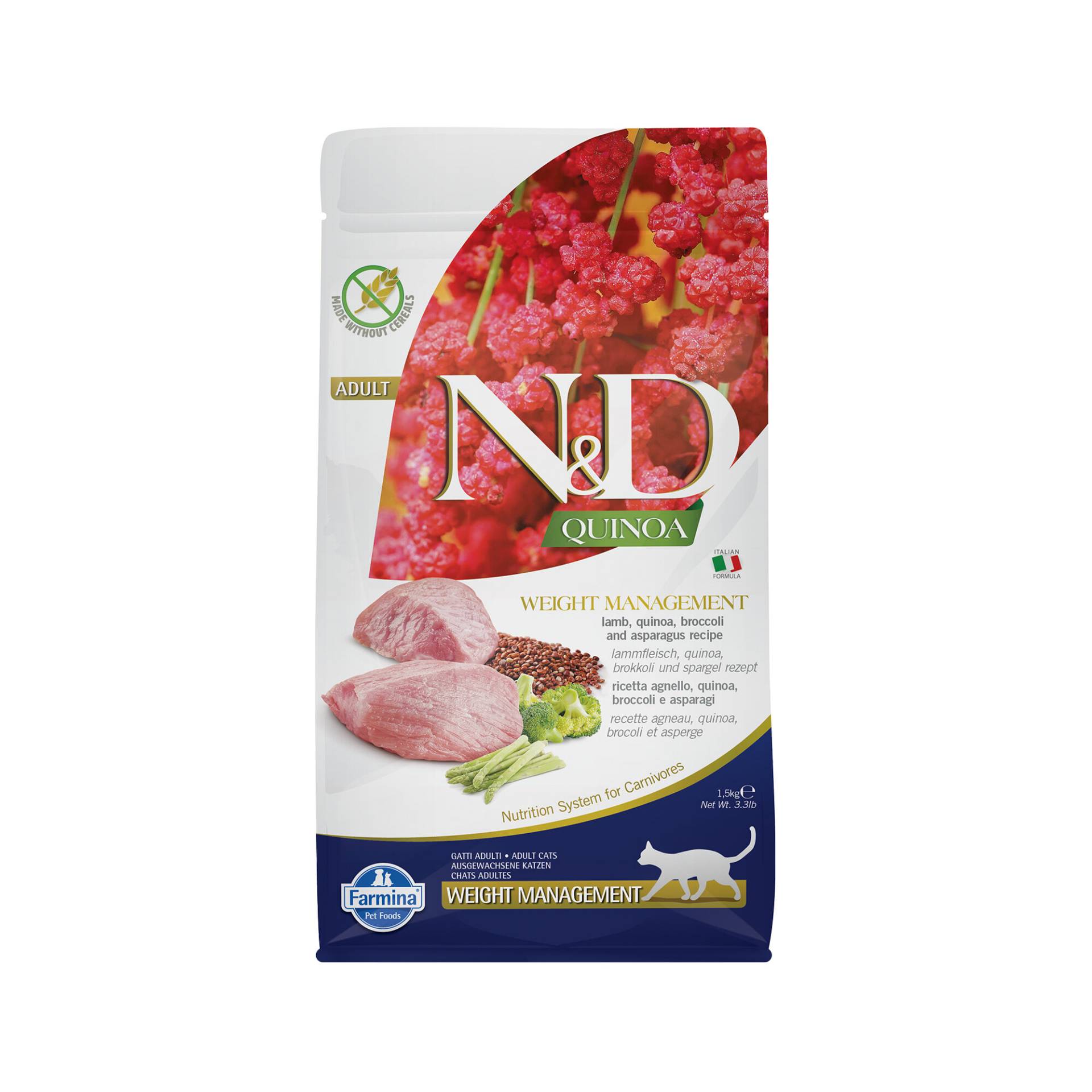 Farmina N&D Quinoa Gewichtsmanagement Adult Katzenfutter - Lamm - 1,5 kg von Farmina