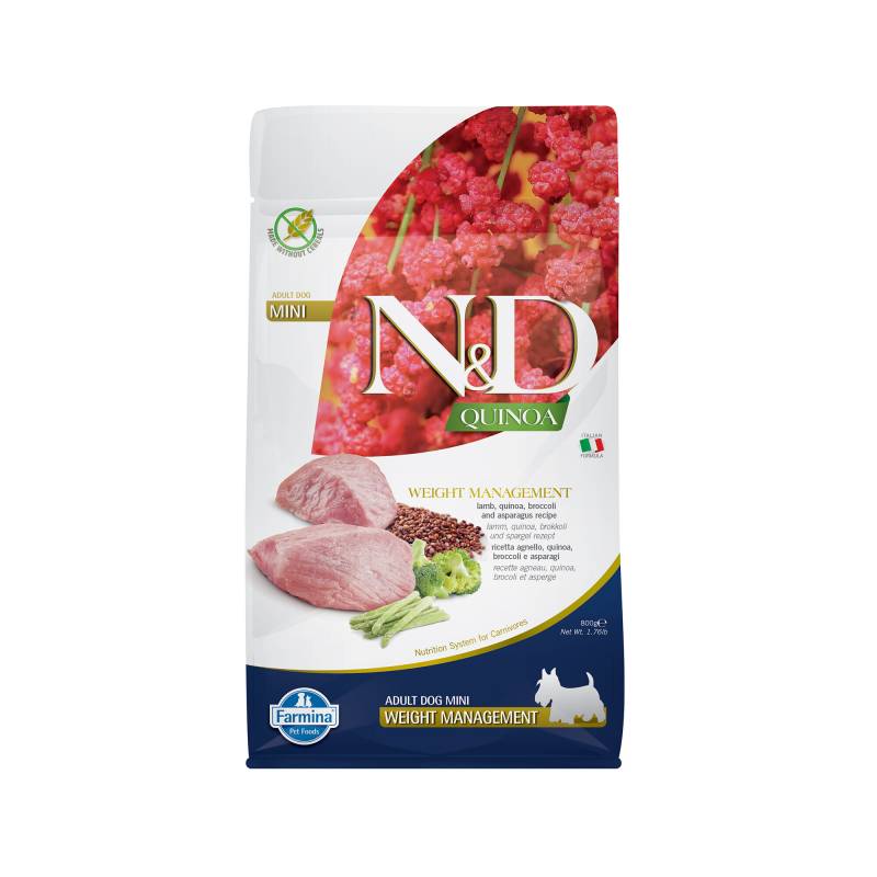 Farmina N&D Quinoa Weight Management Adult Mini Hundefutter – Lamm - 800 g von Farmina