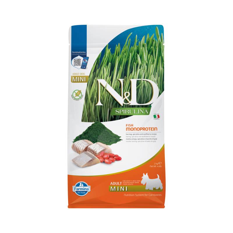 Farmina N&D Spirulina Adult Mini Hundefutter - Herring & Goji Berries - 2 kg Farmina N&D Spirulina Adult Mini Hundefutter - Herring & Goji Berries - 2 kg von Farmina