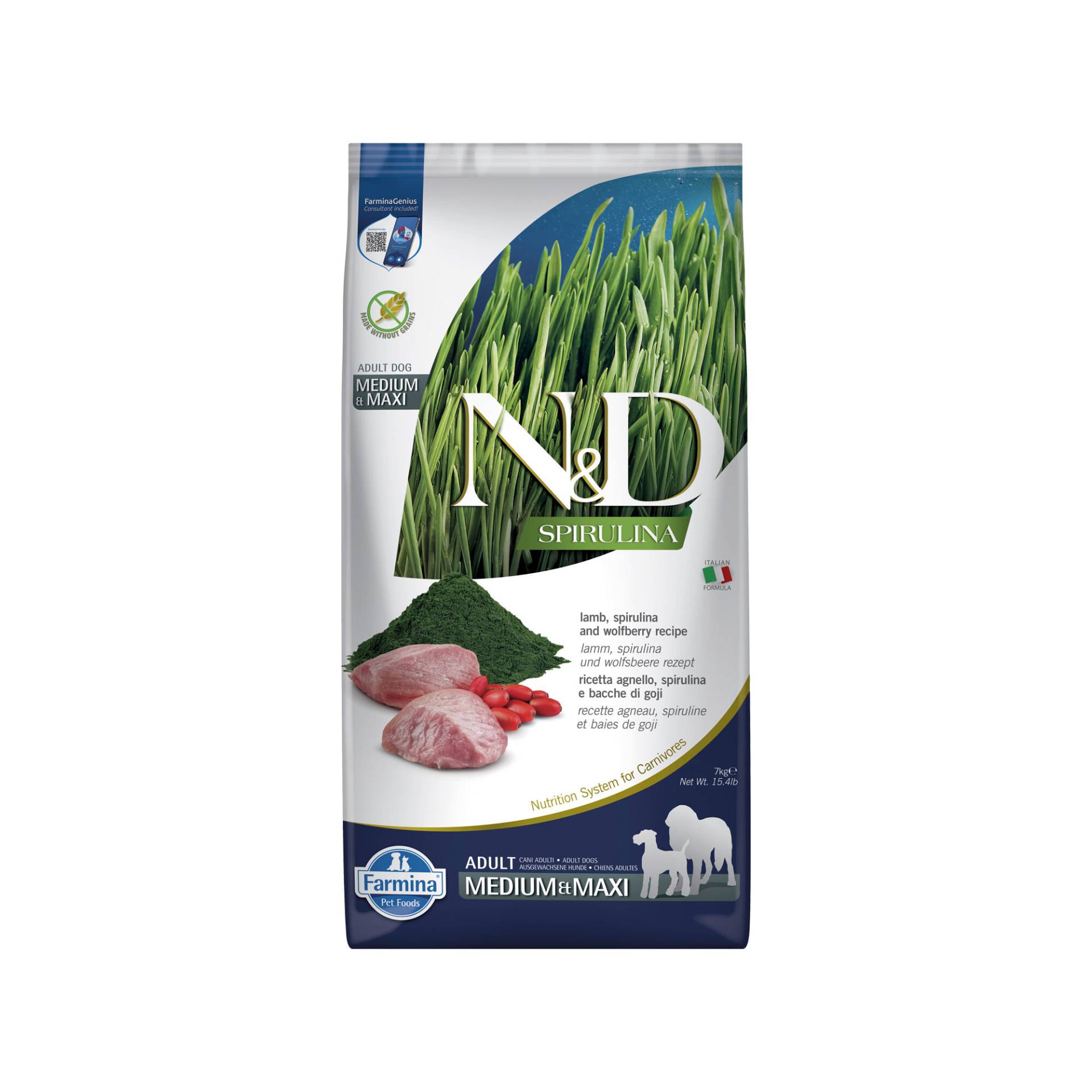 Farmina N&D Spirulina Adult Dog Medium & Maxi - Lamm und Gojibeere - 7 kg Farmina N&D Spirulina Adult Dog Medium & Maxi - Lamm und Gojibeere - 7 kg von Farmina