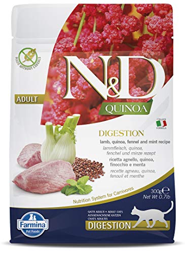 Farmina N&D Quinoa Adult Pellets Katzenfutter(Trockenfutter, mit hochwertigen Vitaminen und natürliche Antioxidantien, ohne Mais, Zutaten: Lamm und Fenchel, Portionsgröße: 300 g) von Farmina