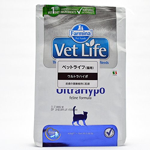 Farmina Vet Life Feline Ultrahypo Alleinfuttermittel für Katzen, die an Allergien und Nahrungsmittelunverträglichkeiten Leiden, 400 g von Farmina Pet Foods