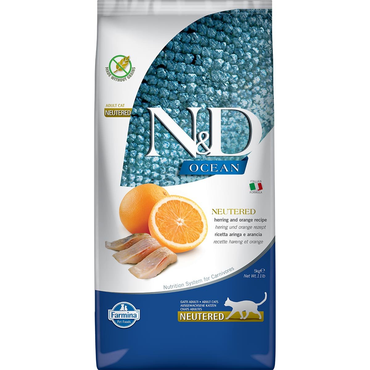 N&D Cat Ocean mit Hering & Orange für kastrierte Katzen 5kg von Farmina