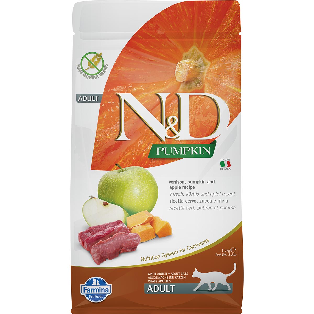 N&D Cat Pumpkin Adult mit Hirsch, Kürbis & Apfel 1,5kg N&D Cat Pumpkin Adult mit Hirsch, Kürbis & Apfel 1,5kg von Farmina