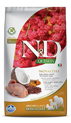 Farmina N&D Quinoa Adult Pellets Hundefutter (Trockenfutter, mit hochwertigen Vitaminen und natürliche Antioxidantien, ohne Mais, Zutaten: Wachtel und Kokosnuss, Portionsgröße: 2,5 kg) von Farmina
