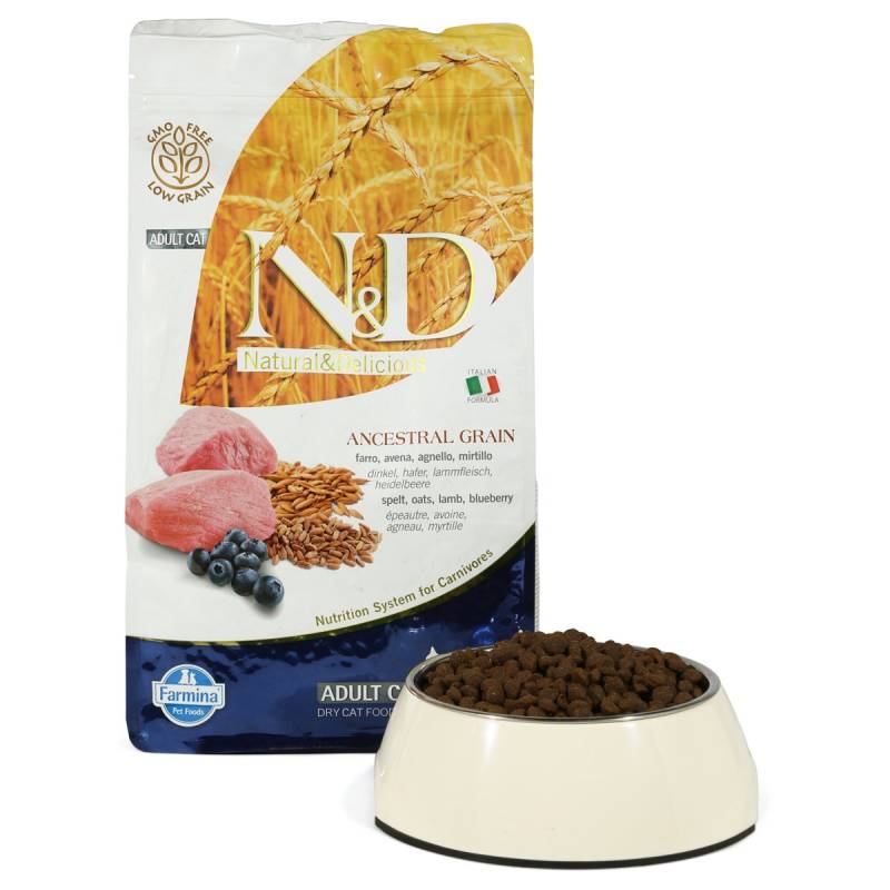 N&D Katzenfutter Adult getreidearm Lamm und Heidelbeere 1,5kg von Farmina