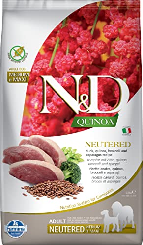 Farmina N&D Quinoa Adult Medium Pellets Hundefutter (Trockenfutter, mit hochwertigen Vitaminen und natürliche Antioxidantien, ohne Mais, Zutaten: Ente, Brokkoli und Spargel, Portionsgröße: 2,5 kg) von Farmina