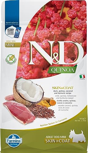 Farmina N&D Quinoa Adult Mini Pellets Hundefutter (Trockenfutter, mit hochwertigen Vitaminen und natürliche Antioxidantien, ohne Mais, Zutaten: Ente und Kokosnuss, Portionsgröße: 800 g) von Farmina