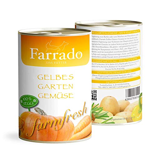 Farrado 100% Gartengemüse gelb PUR Nassfutter für Hunde Barf und Diätfutter von Farrado