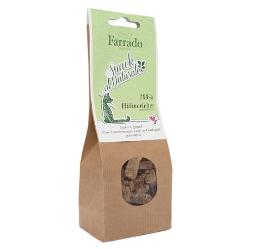 Farrado | Freeze Dried gefriergetrockneter Katzensnack | 100% Hühnerherzen, Straußenleber, Hühnermagen, Lammlunge | getreidefrei + natürlich + artgerecht (XXL 90g) (Hühnerleber, 30) von Farrado