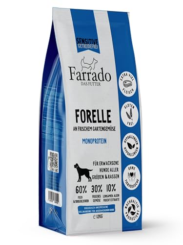 Farrado Hundefutter getreidefrei & glutenfrei – Trockenfutter mit Forelle für Ihren Hund (12kg) von Farrado