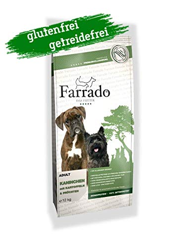 Farrado Kaninchen - Hundetrockenfutter für ausgewachsene Hunde Aller Rassen - getreidefrei, glutenfrei, zuckerfrei (12kg) von Farrado