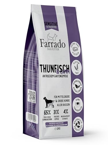 Farrado Lamm & Thunfisch - Hundetrockenfutter für ausgewachsene Hunde Aller Rassen - getreidefrei, glutenfrei, zuckerfrei (12kg) von Farrado