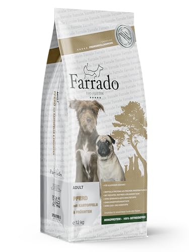 Farrado Pferd - Hundetrockenfutter für ausgewachsene Hunde Aller Rassen - getreidefrei, glutenfrei, zuckerfrei (12kg) von Farrado